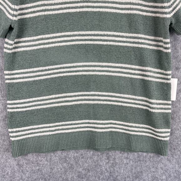 Lucky Brand Johnny Collar Polo Sweater Mens XL Green Striped Knit Retro NWT - Picture 5 of 14